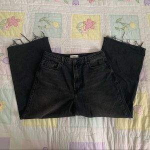 Black wide leg crop jeans